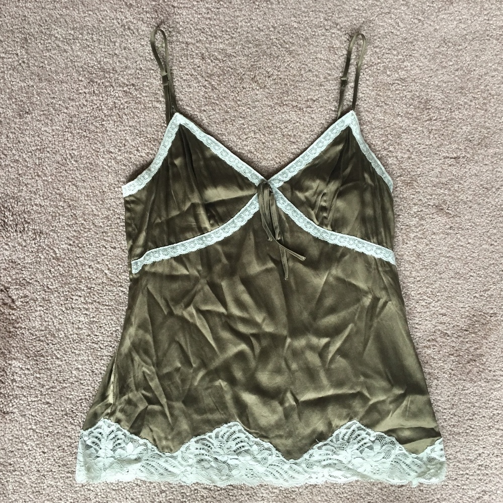Olive Silk Lace Tank Top/Cami